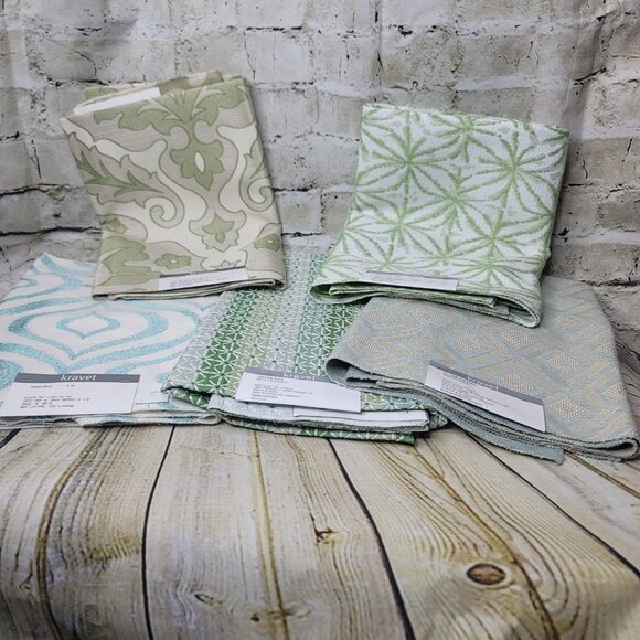 5 Kravet Fabric Remnants  Tan White Greens Assorted See Description for Sizes - Picture 1 of 6